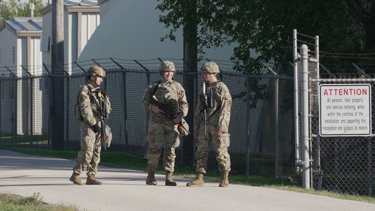 Texas National Guard personnel seen standing near Chicago