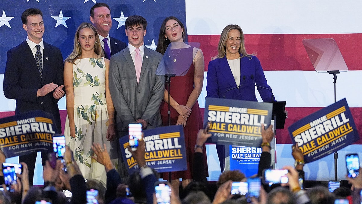 New Jersey Democratic gubernatorial candidate Mikie Sherrill speaks during an election night party