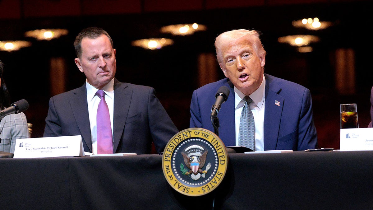 President Trump and Kennedy Center chief Richard Grenell sitting during roundtable