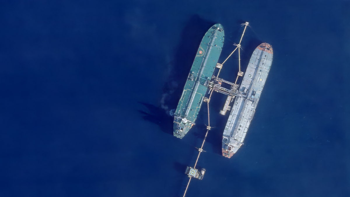 Oil tanker from satellite view