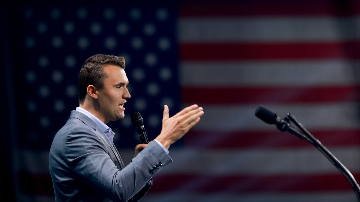 Charlie Kirk speaks during a Turning Point USA conference