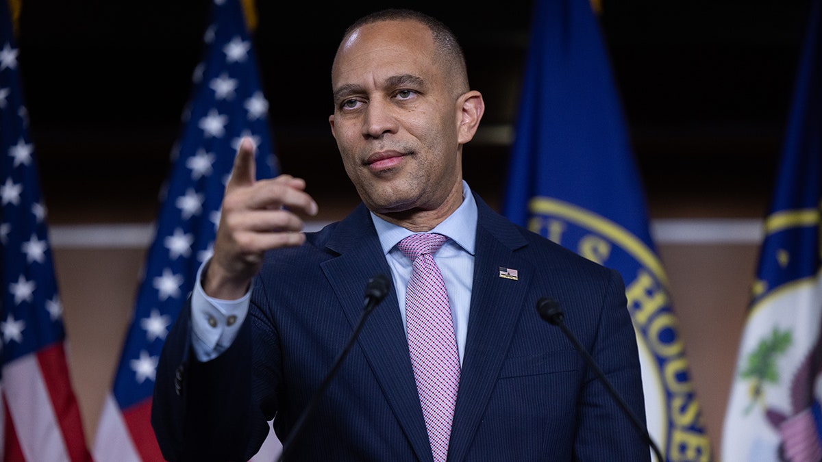 Hakeem Jeffries speaks at a press conference