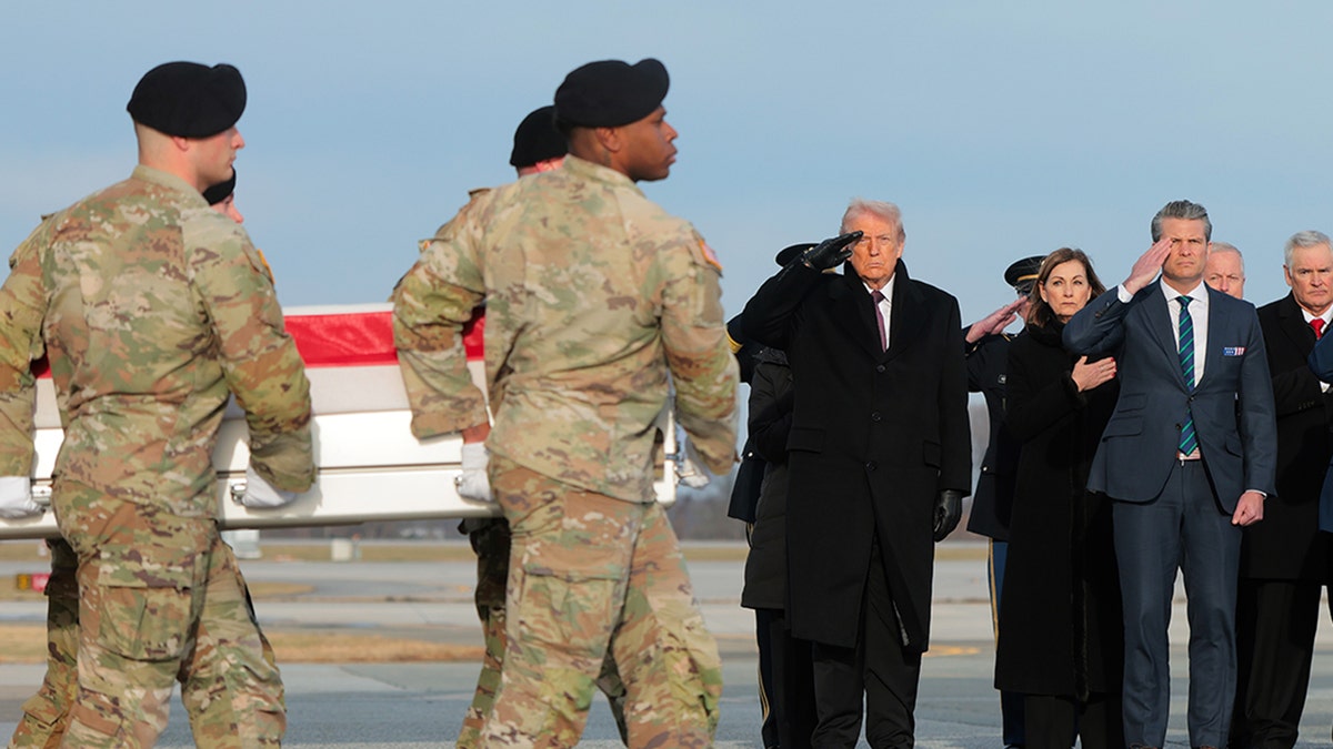 Dignified transfer with Donald Trump saluting