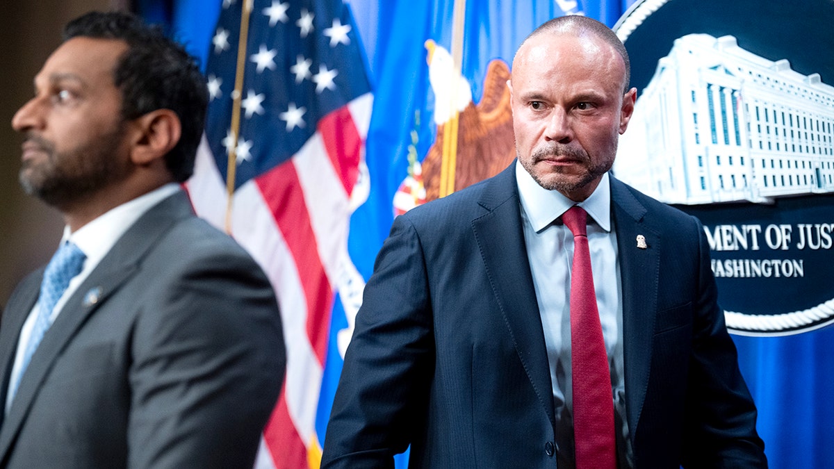 FBI Director Kash Patel and FBI Deputy Director Dan Bongino at news conference