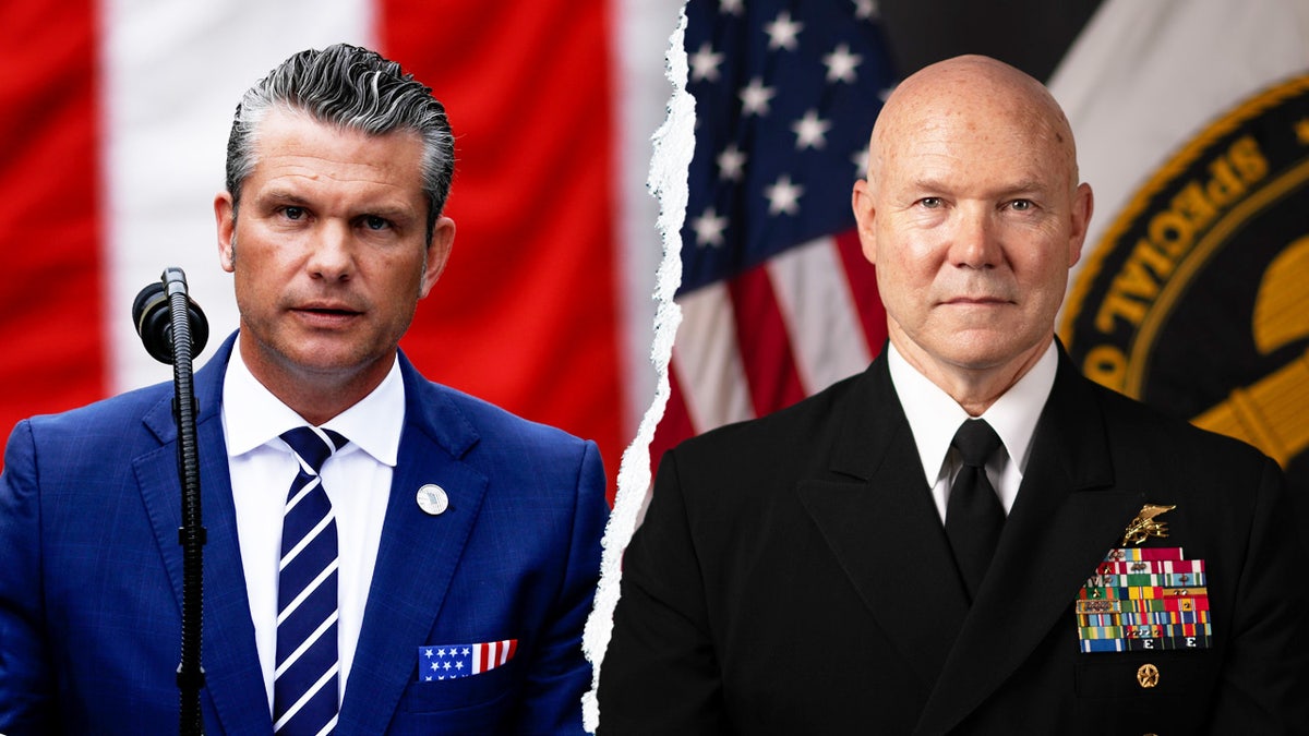 Secretary of War Pete Hegseth and Adm. Frank "Mitch" Bradley