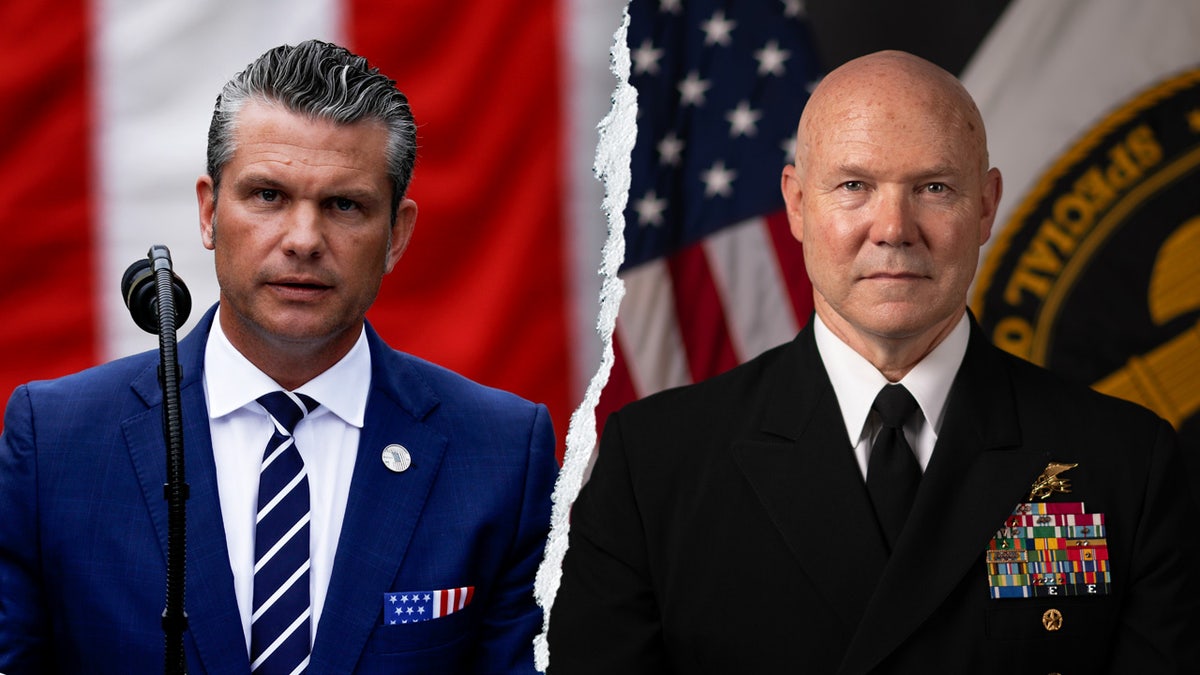 Secretary of War Pete Hegseth and Adm. Frank "Mitch" Bradley
