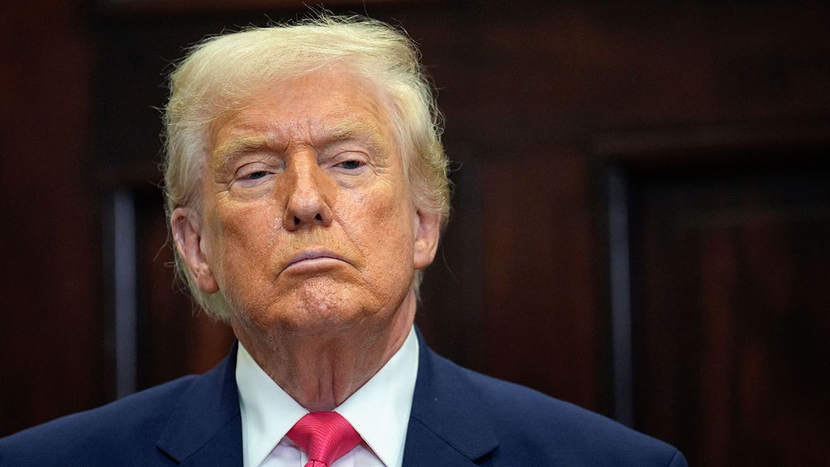 President Donald Trump looking serious.