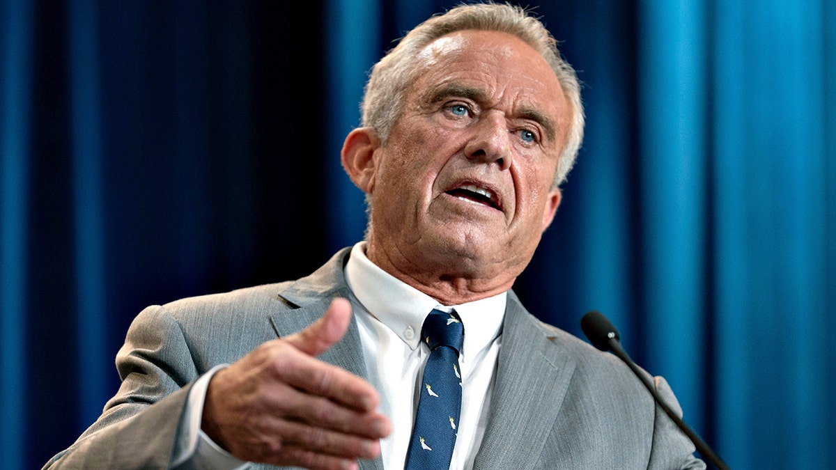 Robert F. Kennedy Jr. gestures with his hand while speaking