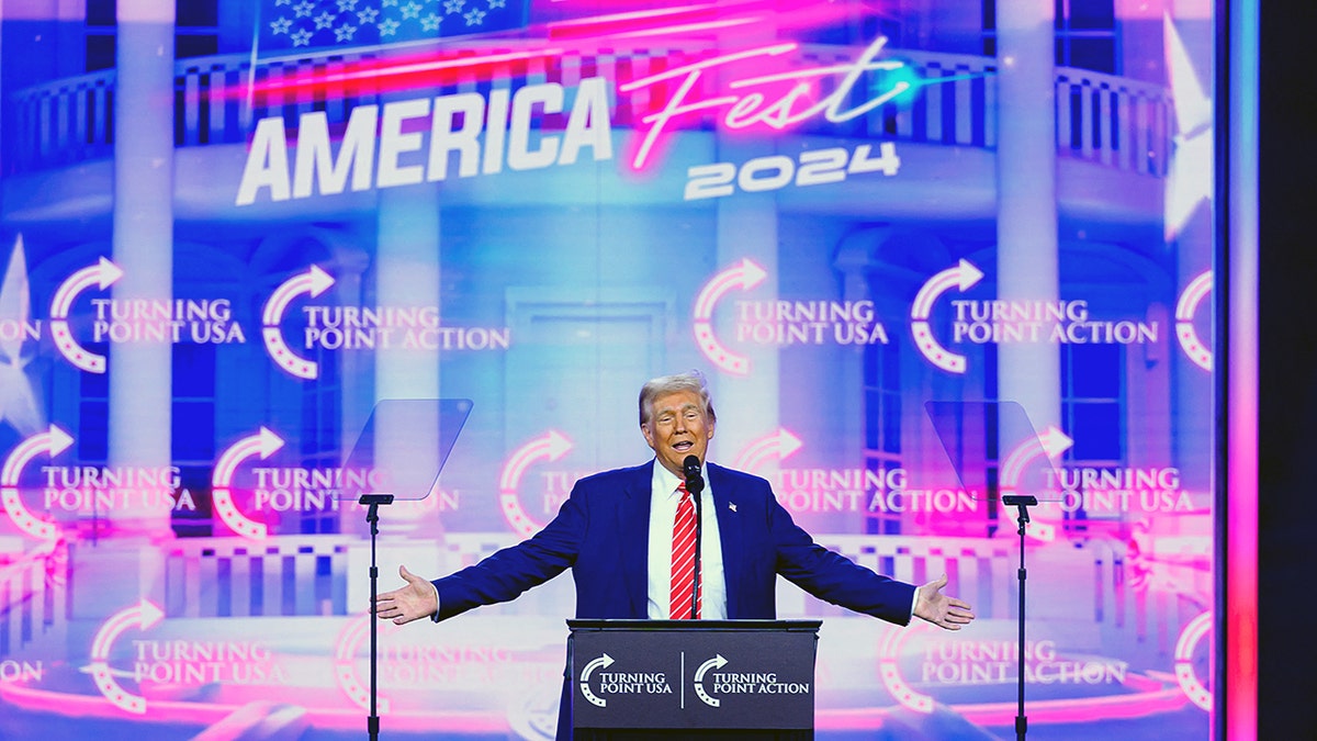 Donald Trump speaking at AmericaFest