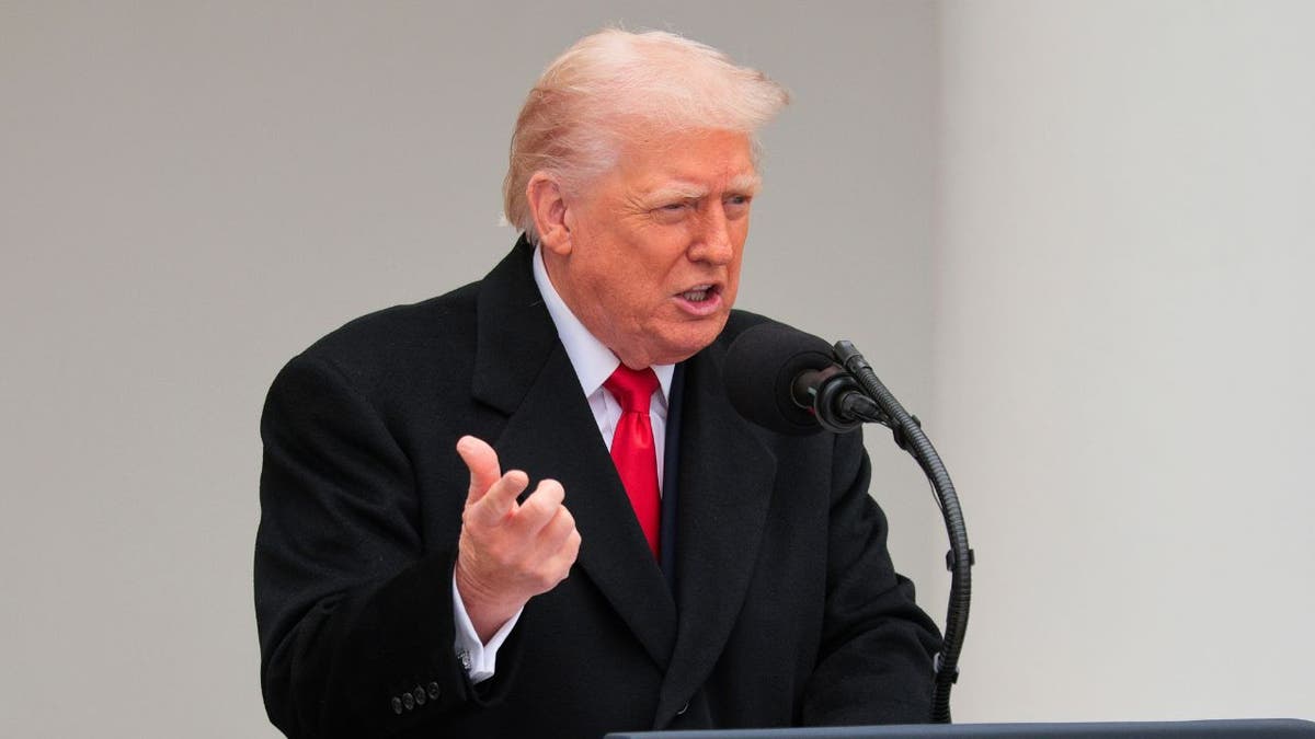 President Trump speaking at podium