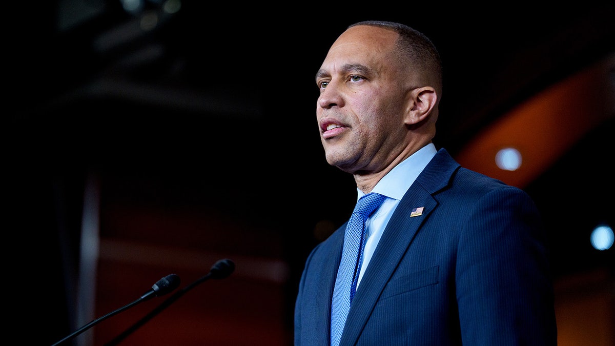 Hakeem Jeffries speaks at a press conference