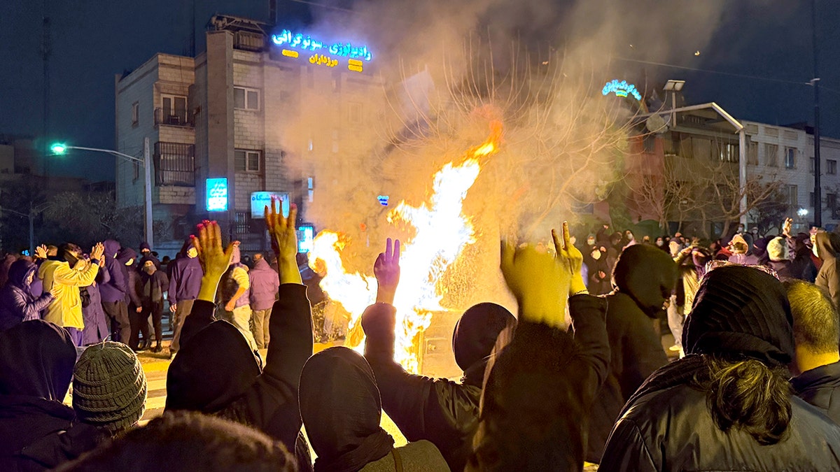 Iranians attend an anti-government protest