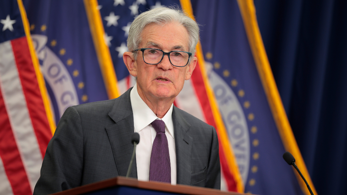 Federal Reserve Chairman Jerome Powell during a press conference at the Federal Reserve headquarters