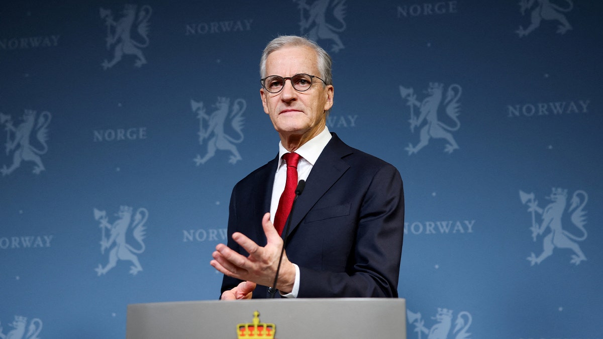 Norwegian Prime Minister Jonas Gahr Stoere attends a press conference with Nobel Peace Prize laureate and Venezuelan opposition leader Maria Corina Machado (not pictured), a day after the award ceremony, in Oslo, Norway December 11, 2025.
