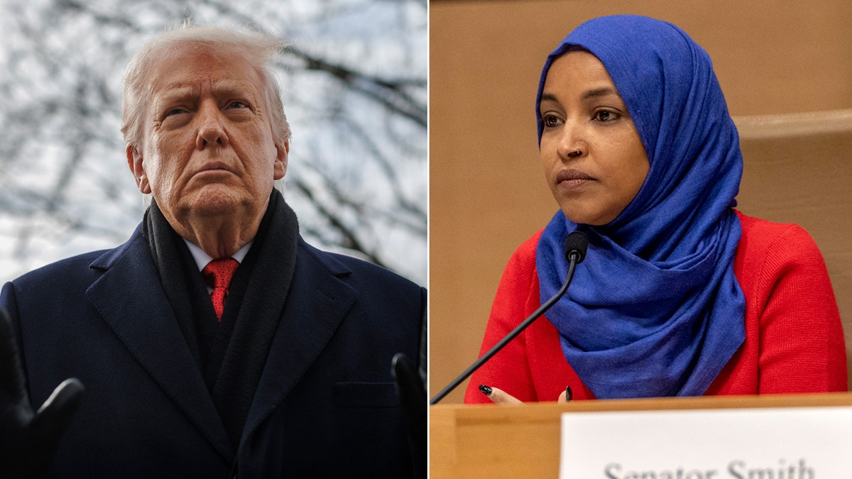 Left: President Donald Trump; Right: Rep. Ilhan Omar