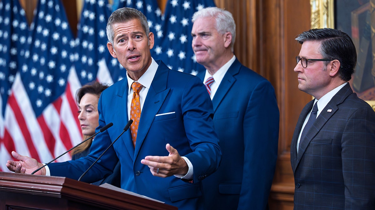 Transportation Secretary Sean Duffy speaks during press conference