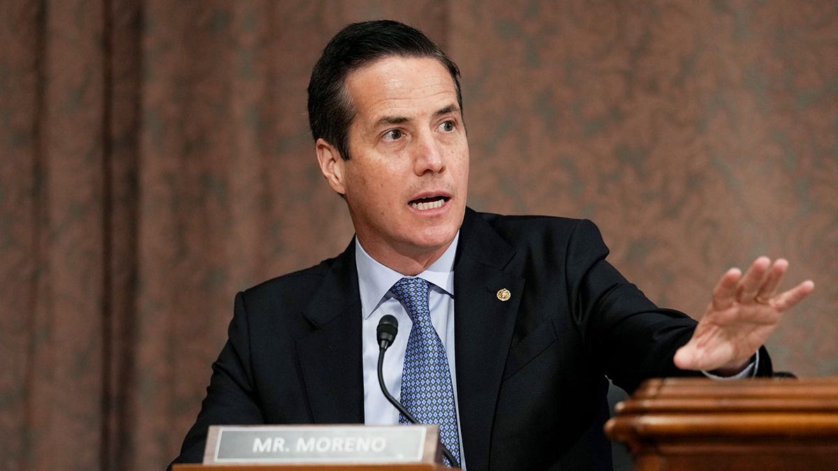 Sen. Bernie Moreno, R-Ohio, speaks at a committee hearing.