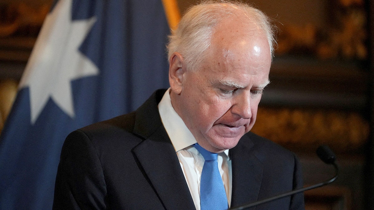 Gov. Tim Walz at a press conference