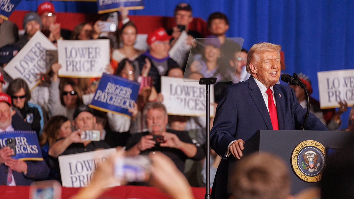 President Donald Trump speaks at Iowa rally