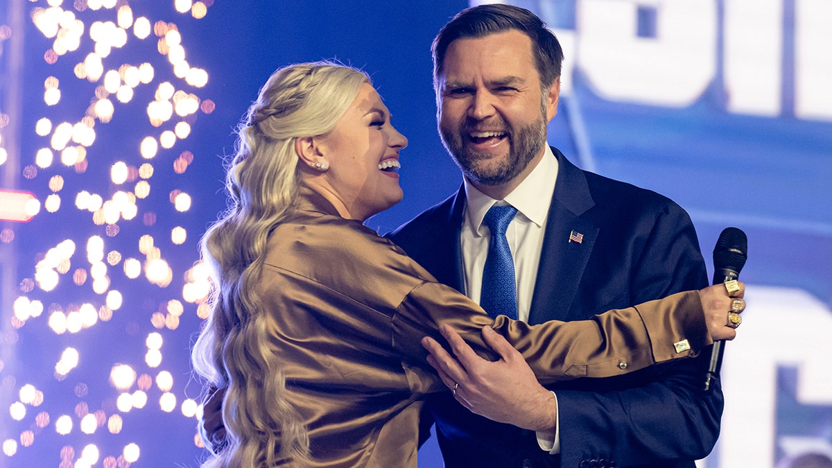 Erika Kirk and VP JD Vance at Turning Point USA's AmericaFest 2025 in Arizona