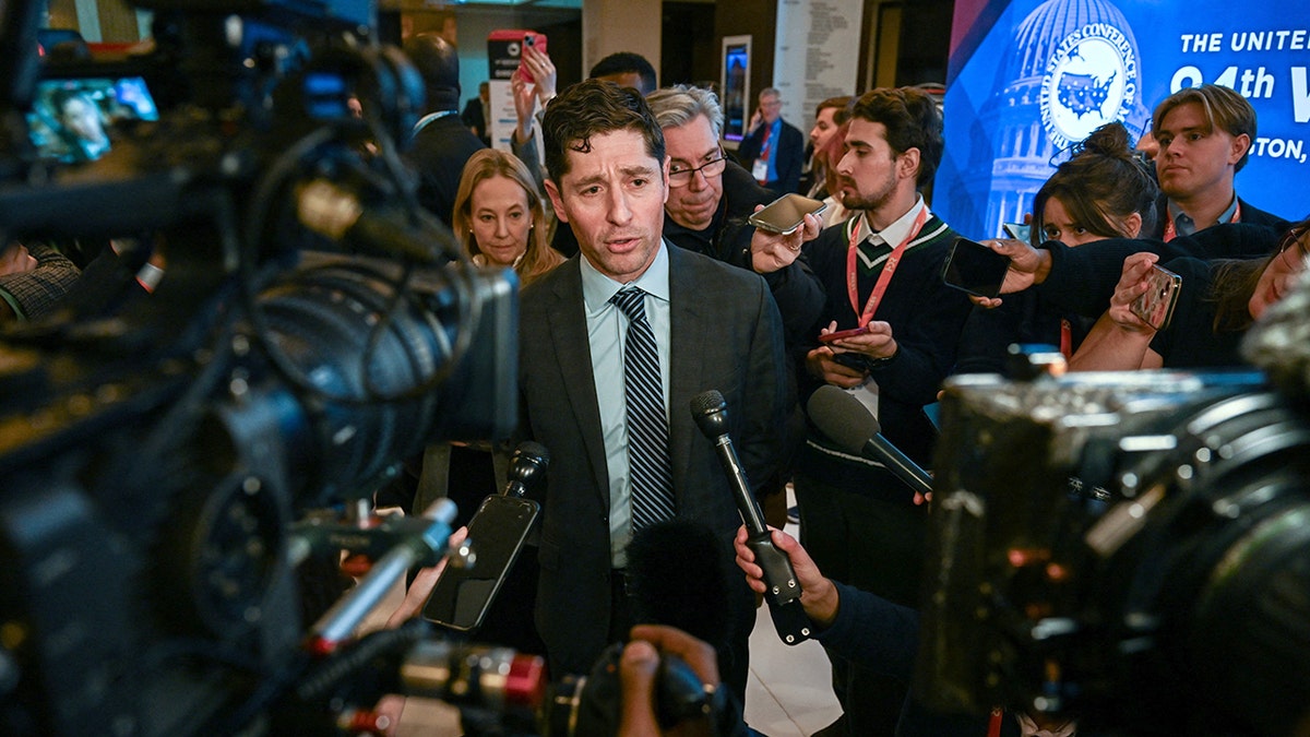 Minneapolis Mayor Jacob Frey speaks to members of the press