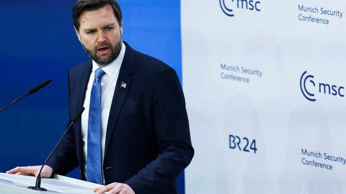 Vice President JD Vance gives a speech at the Munich Security Conference (MSC) in Munich, Germany, Feb. 14, 2025. 