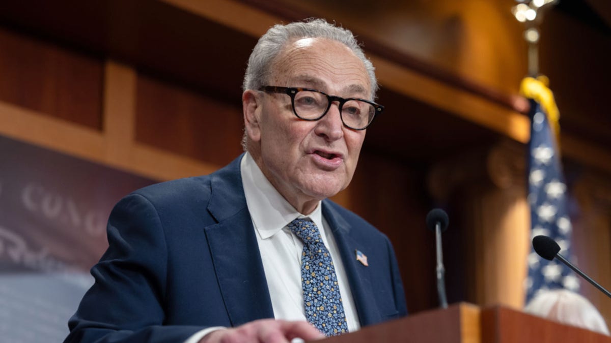 Chuck Schumer speaking at podium