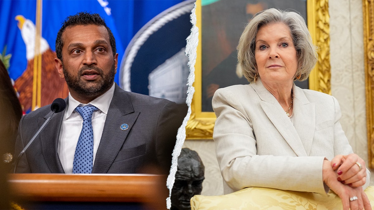 A split image of Kash Patel and Susie Wiles