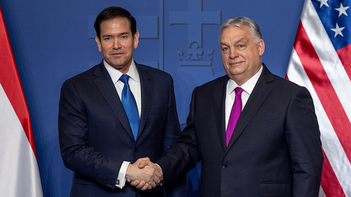 Secretary of State Marco Rubio shakes hands with Hungarian Prime Minister Viktor Orban