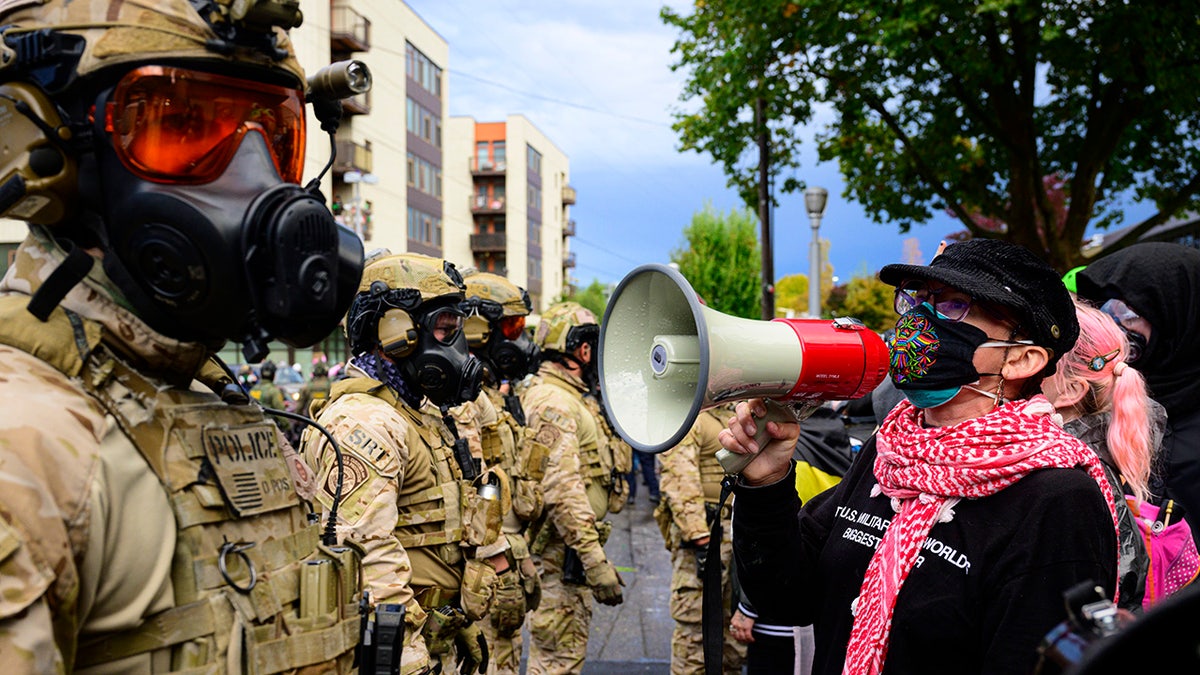 National Guard and protesters in Portland, Oregon