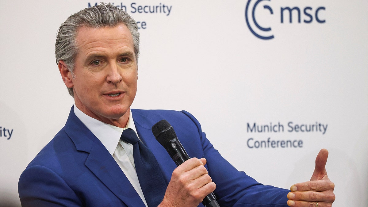 California Governor Gavin Newsom speaks during the Munich Security Conference (MSC) in Munich, Germany, February 13, 2026.