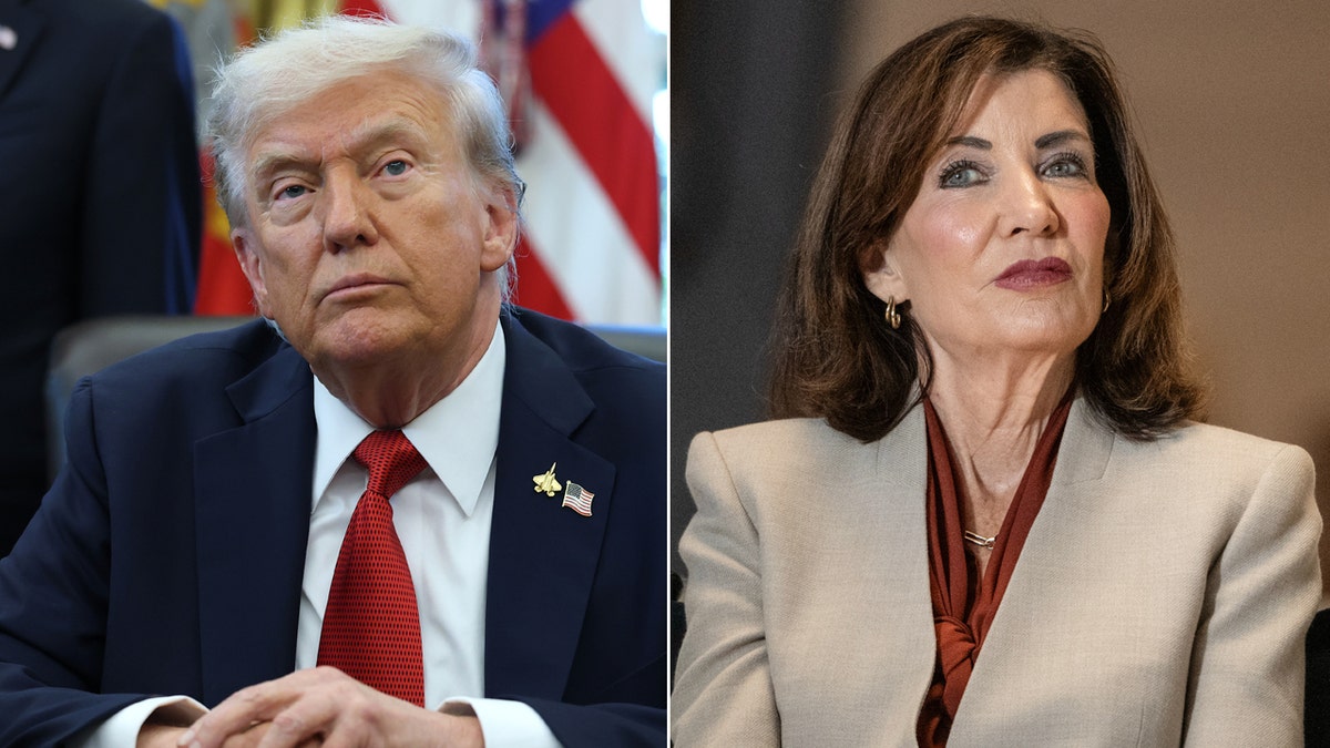 Left: President Donald Trump; Right: New York Gov. Kathy Hochul