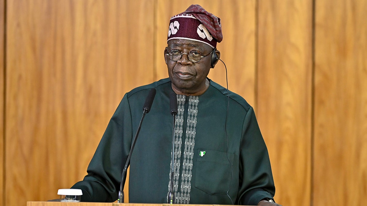 President of Nigeria, Bola Tinubu, speaks during an official visit to Brazil at Planalto Palace on August 25, 2025 in Brasilia, Brazil.