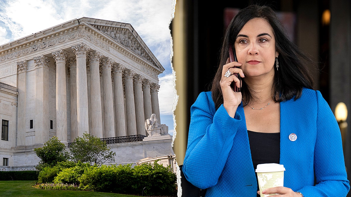 Split of Supreme Court building and Rep. Nicole Malliotakis