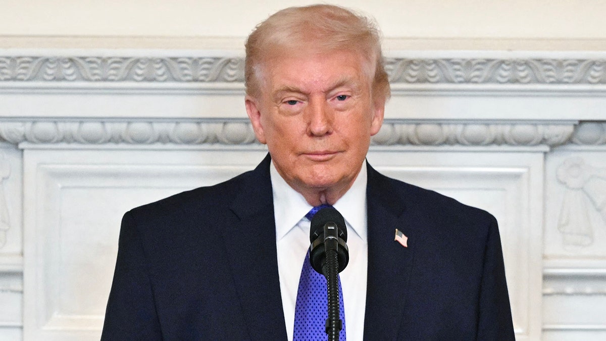 President Donald Trump speaks during breakfast with governors