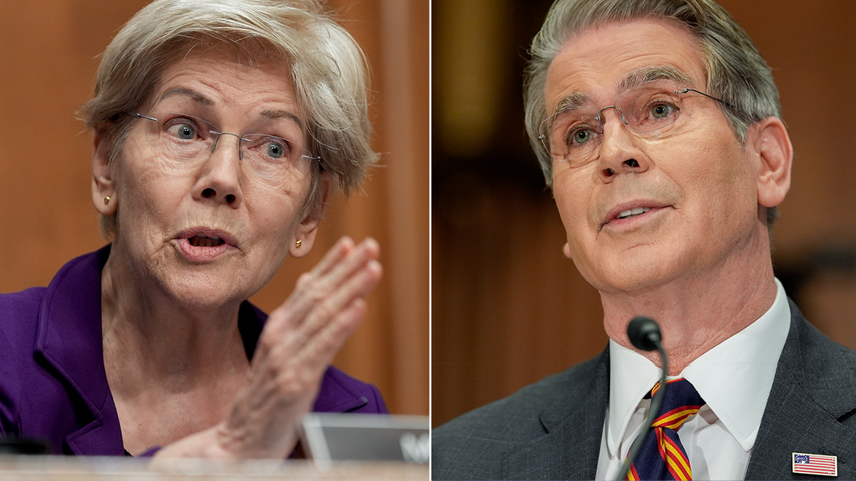 U.S. Senator Elizabeth Warren and Treasury Secretary Scott Bessent.