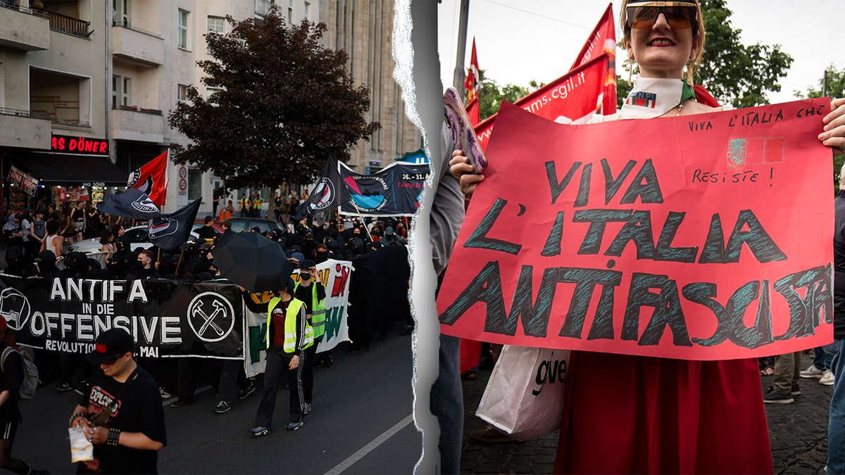 Antifa demonstrations in Germany and Italy.