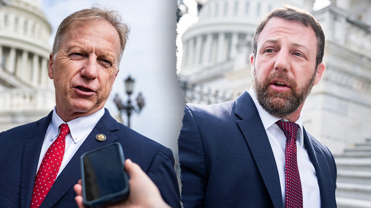 A split image of Kevin Hern and Markwayne Mullin
