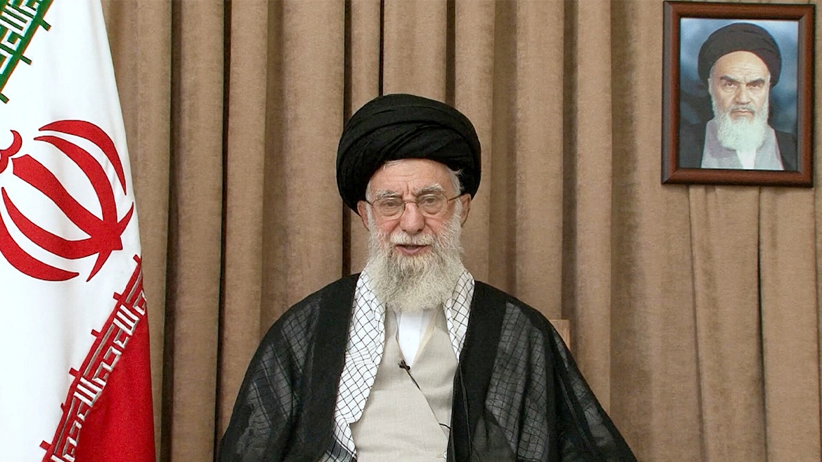 Ayatollah Ali Khamenei speaking during a televised message in Tehran