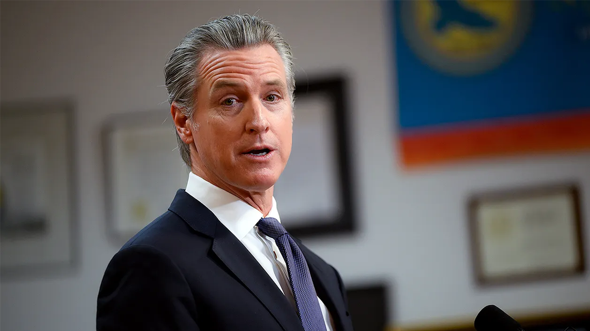 California Gov. Gavin Newsom looking on