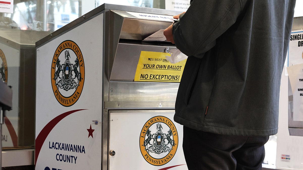 Voter casts ballot in Pennsylvania on Election Day 2024