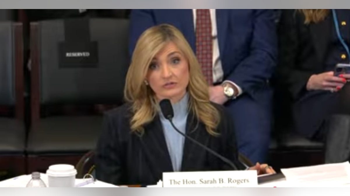 Sarah Rogers, the State Department’s undersecretary for public diplomacy, testifies before Congress.