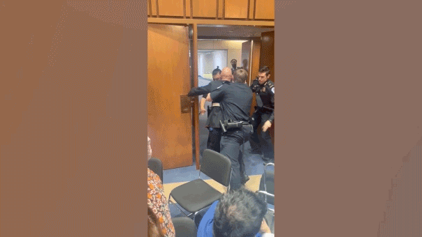 Sen. Sheehy tackling man with Capitol Police