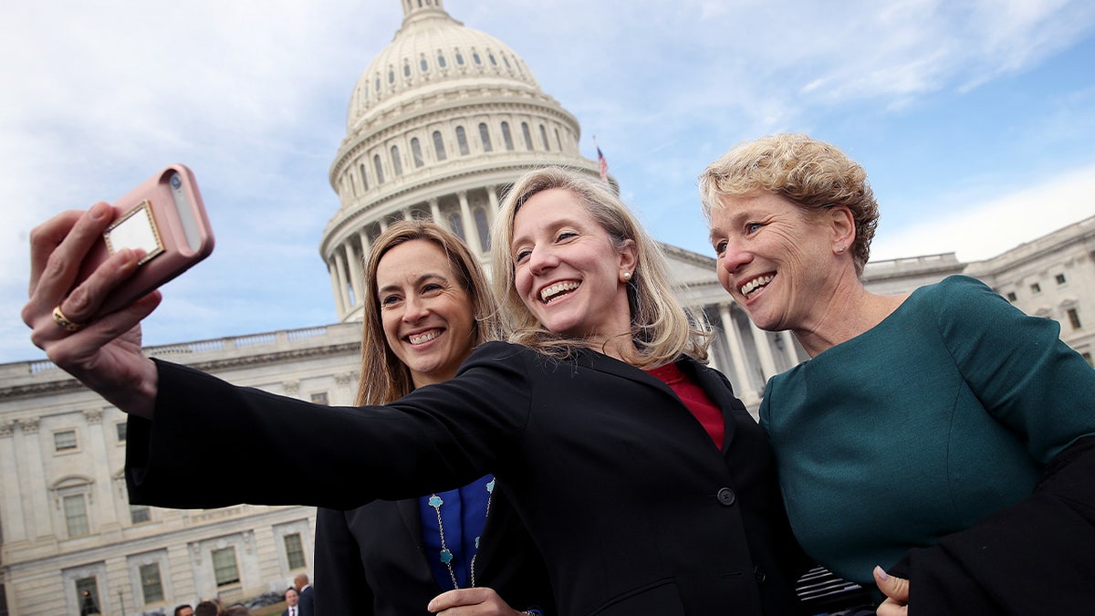 Abigail Spanberger, Mikie Sherrill and Chrissy Houlahan smile in selfie photo