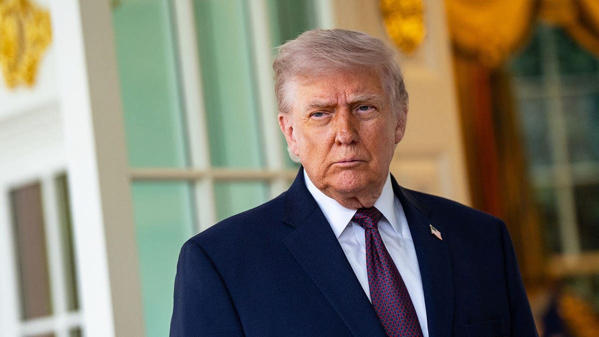 President Donald Trump speaking to media outside the Oval Office in Washington, D.C.
