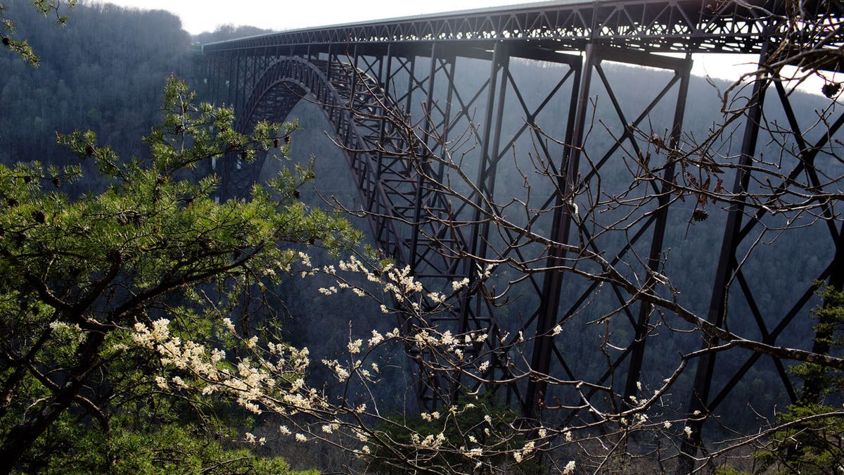 New River Gorge bridge spanning across the New River outside Fayetteville West Virginia