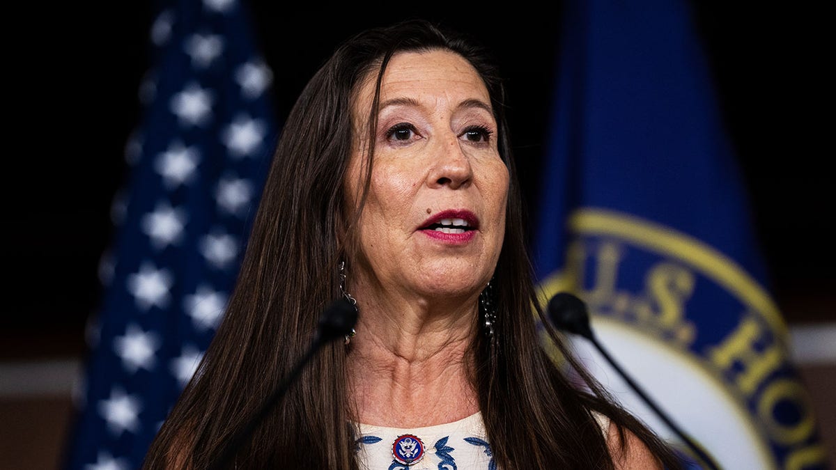 Rep. Teresa Leger Fernandez speaking at a news conference in the U.S. Capitol