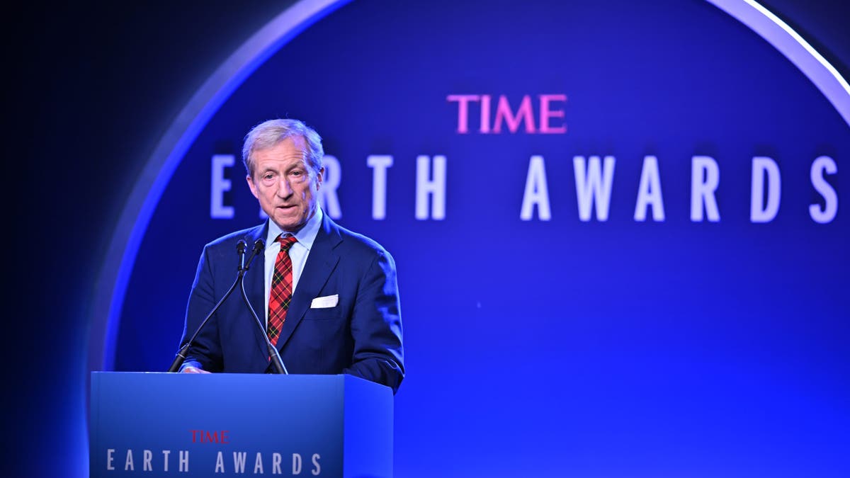Tom Steyer speaking onstage at the 2024 TIME Earth Awards Gala in New York City