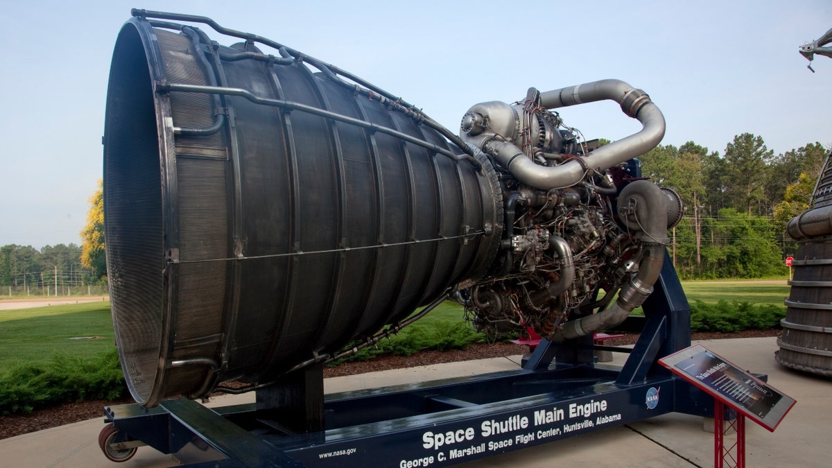 An exhibit of the F-1 engine at the George C. Marshall Space Flight Center