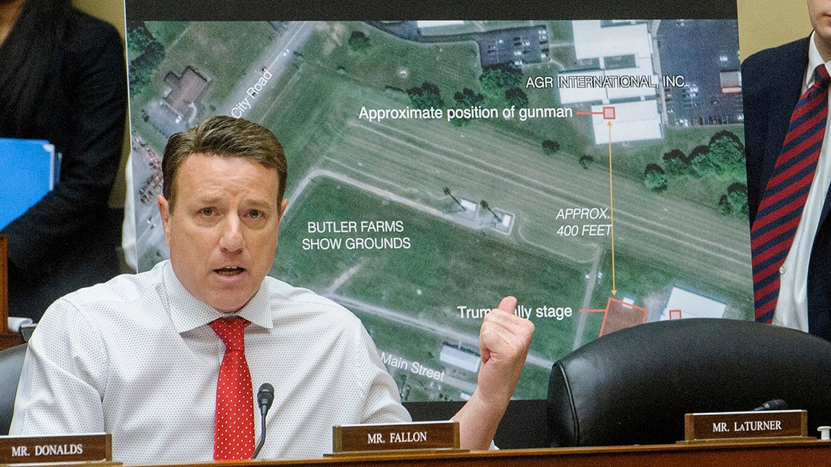 Rep. Pat Fallon questioning U.S. Secret Service Director Kimberly Cheatle at a congressional hearing